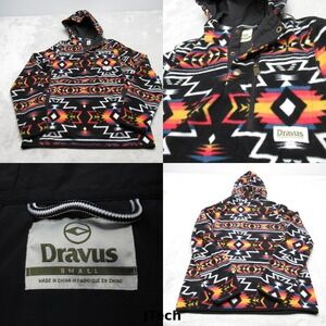 Dravus Hoodie Men Small Black Aztec Southwestern Tribal Fleece 1/2 Snap Pullover